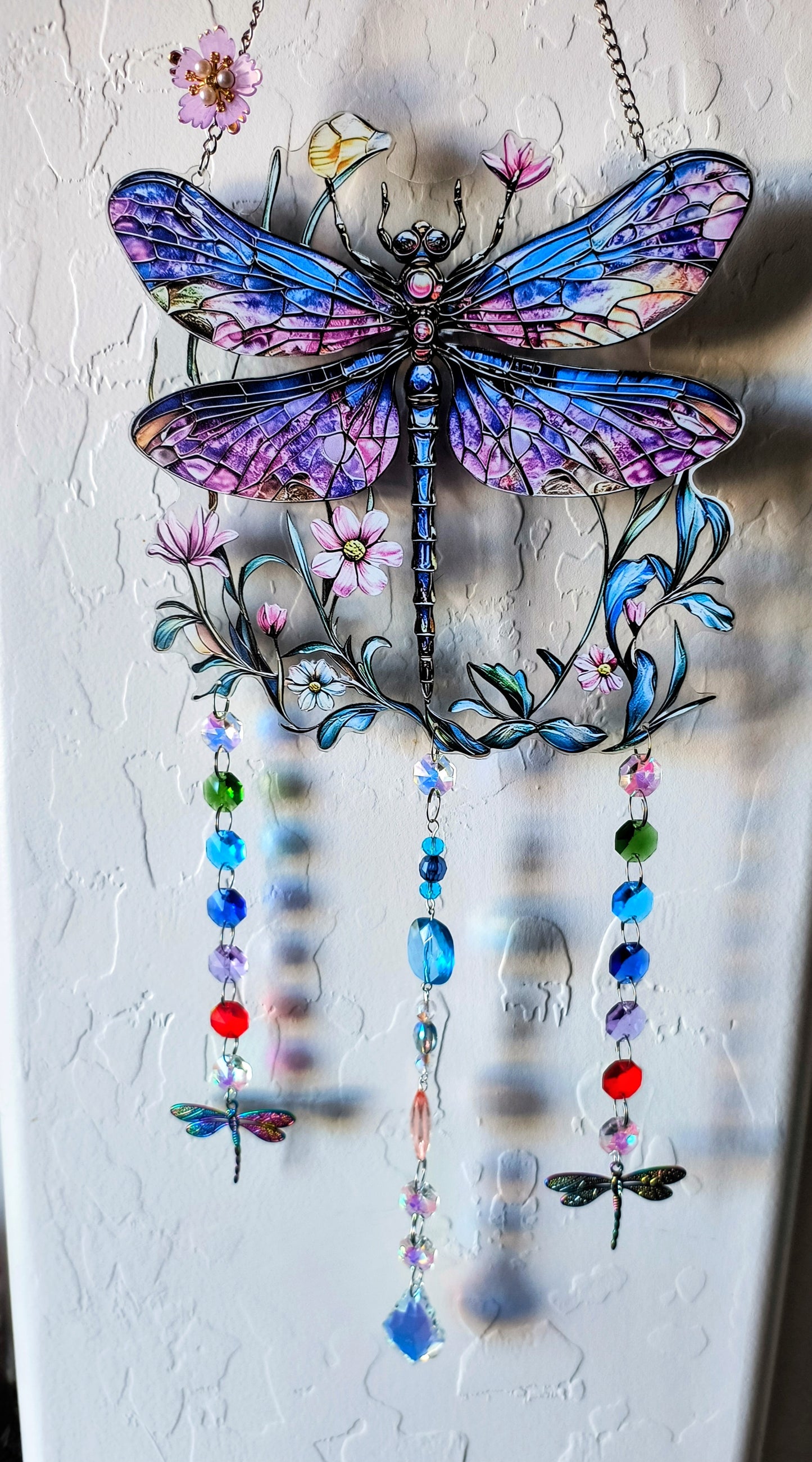 Dragonfly With Flowers Suncatcher