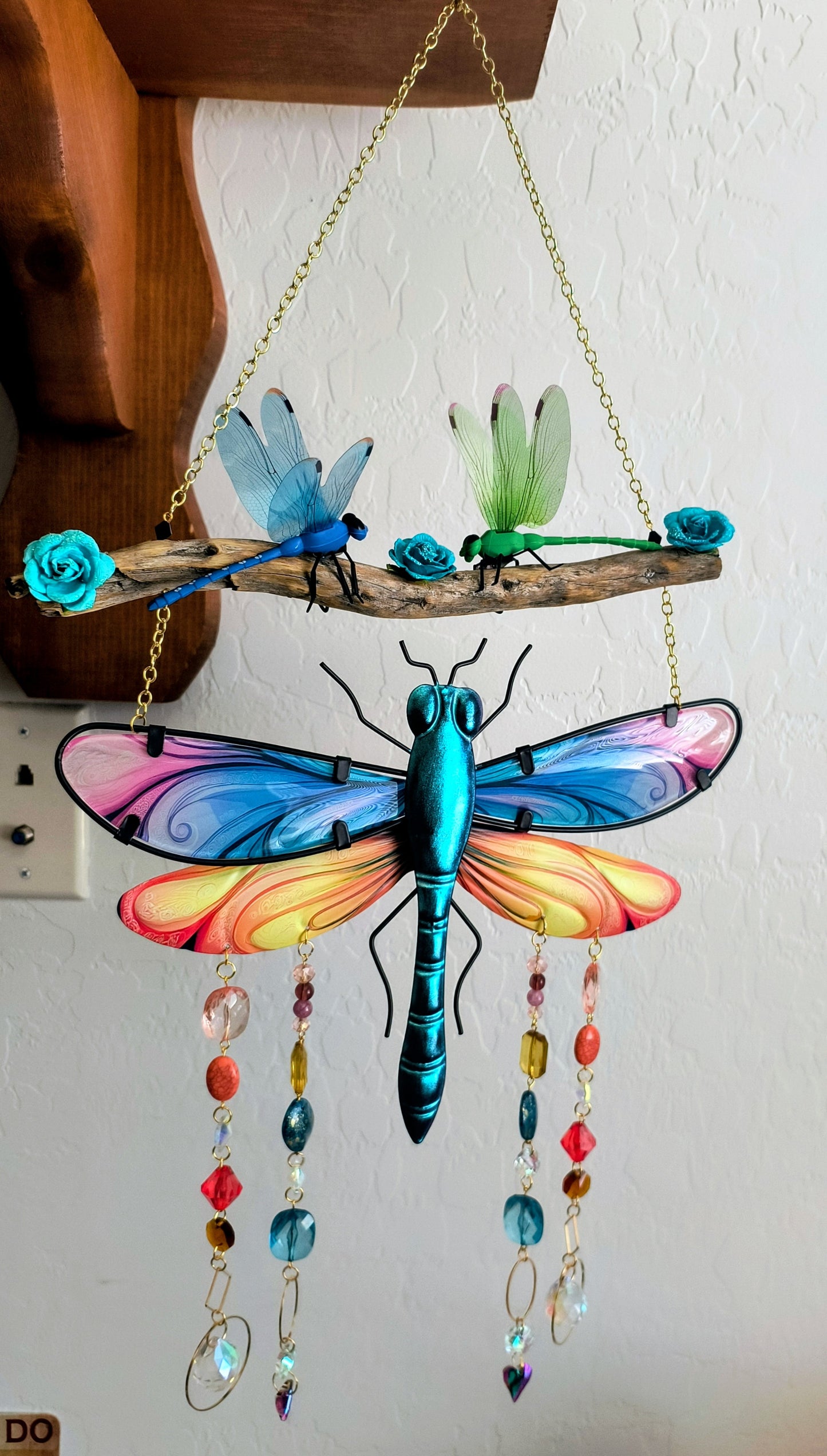 Metal and Glass Dragonfly Suncatcher