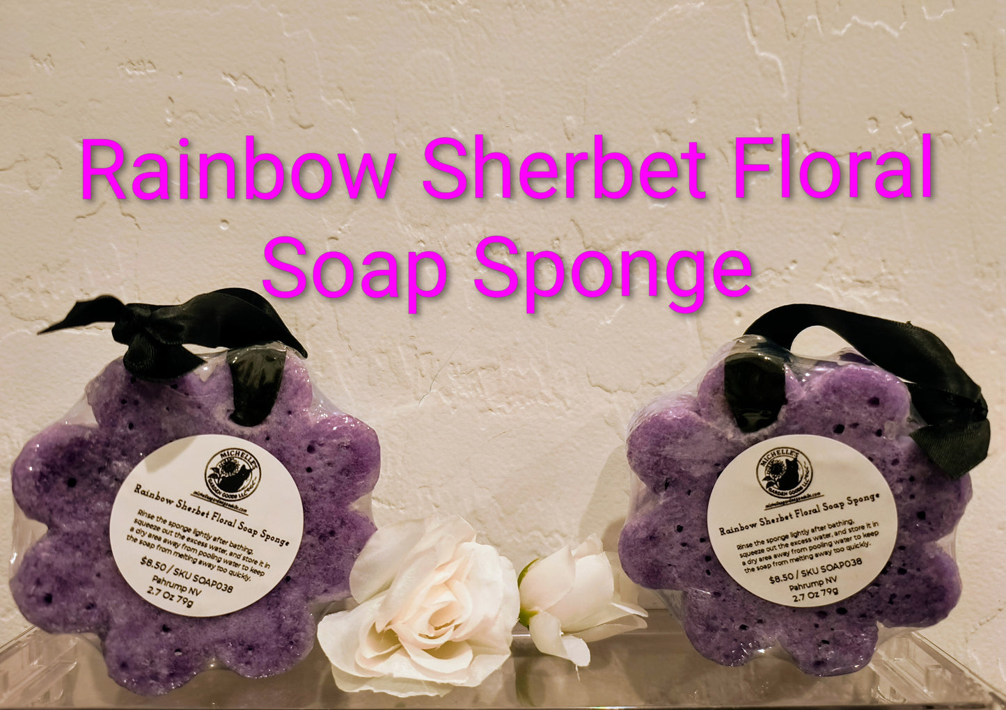 Rainbow Sherbet Floral Soap Sponge