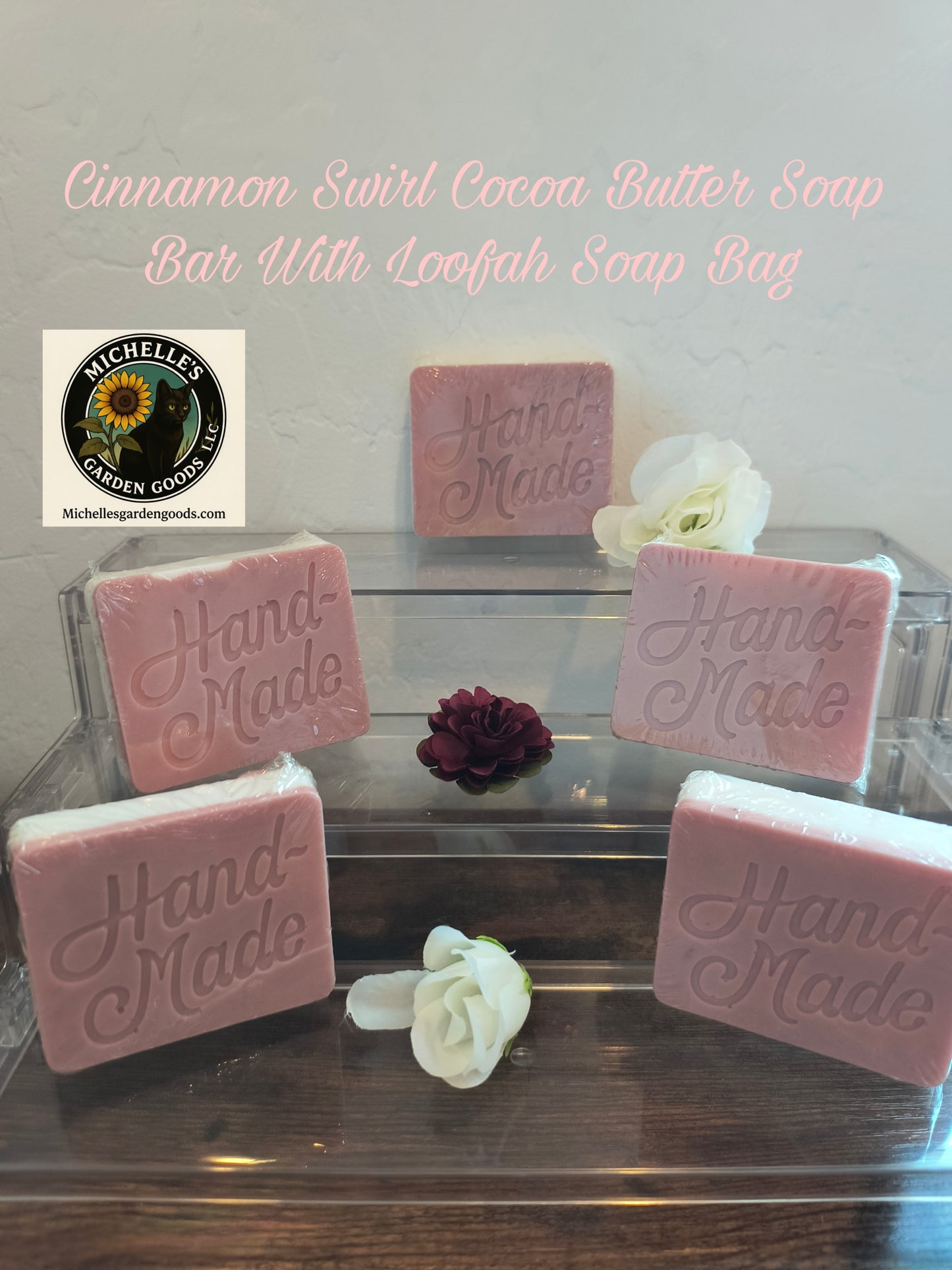 Cinnamon Swirl Cocoa Butter Soap Bar With Loofah Soap Bag