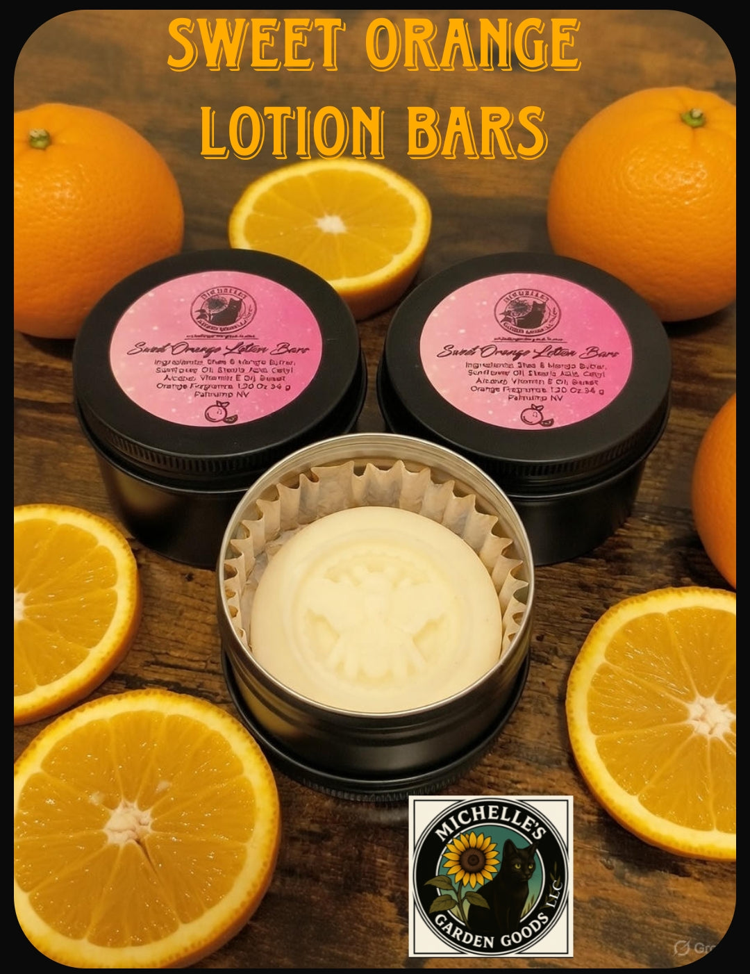 Ingredients: Shea & Mango Butter, Sunflower Oil, Stearic Acid, Cetyl Alcohol, Vitamin E Oil, Sweet Orange Fragrance