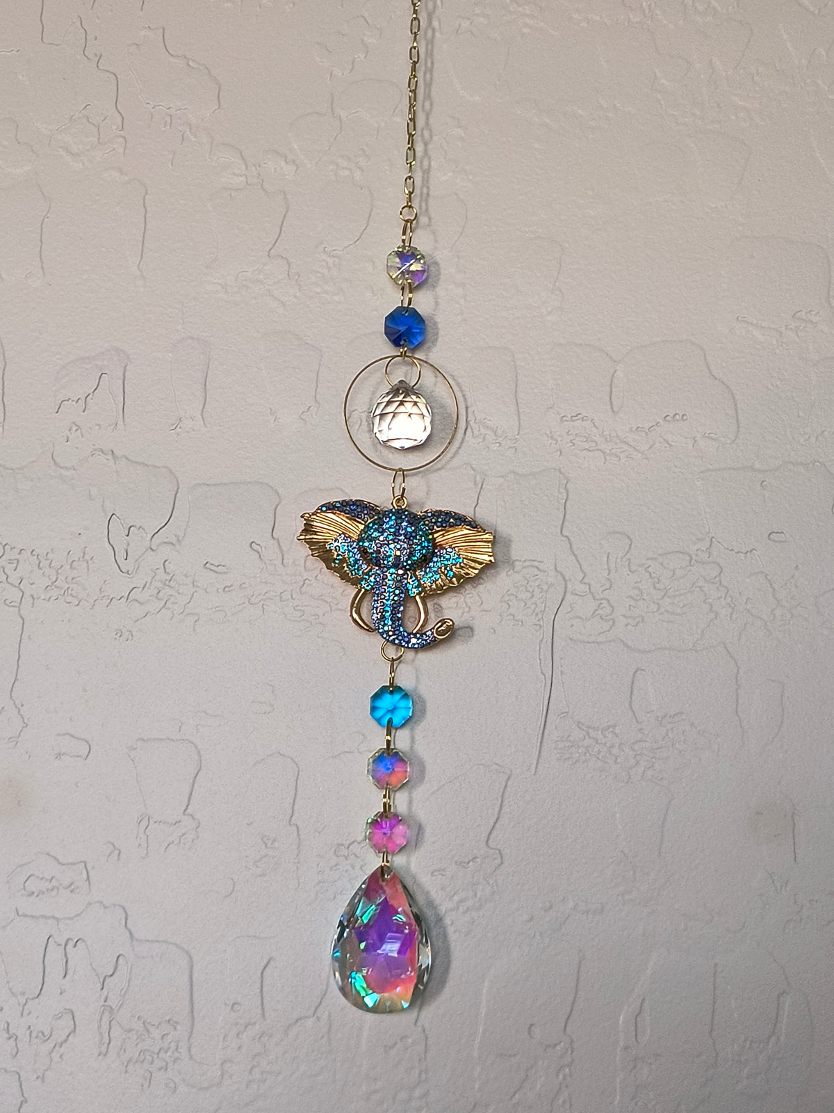 Rhinestone Elephant Single Strand Suncatcher