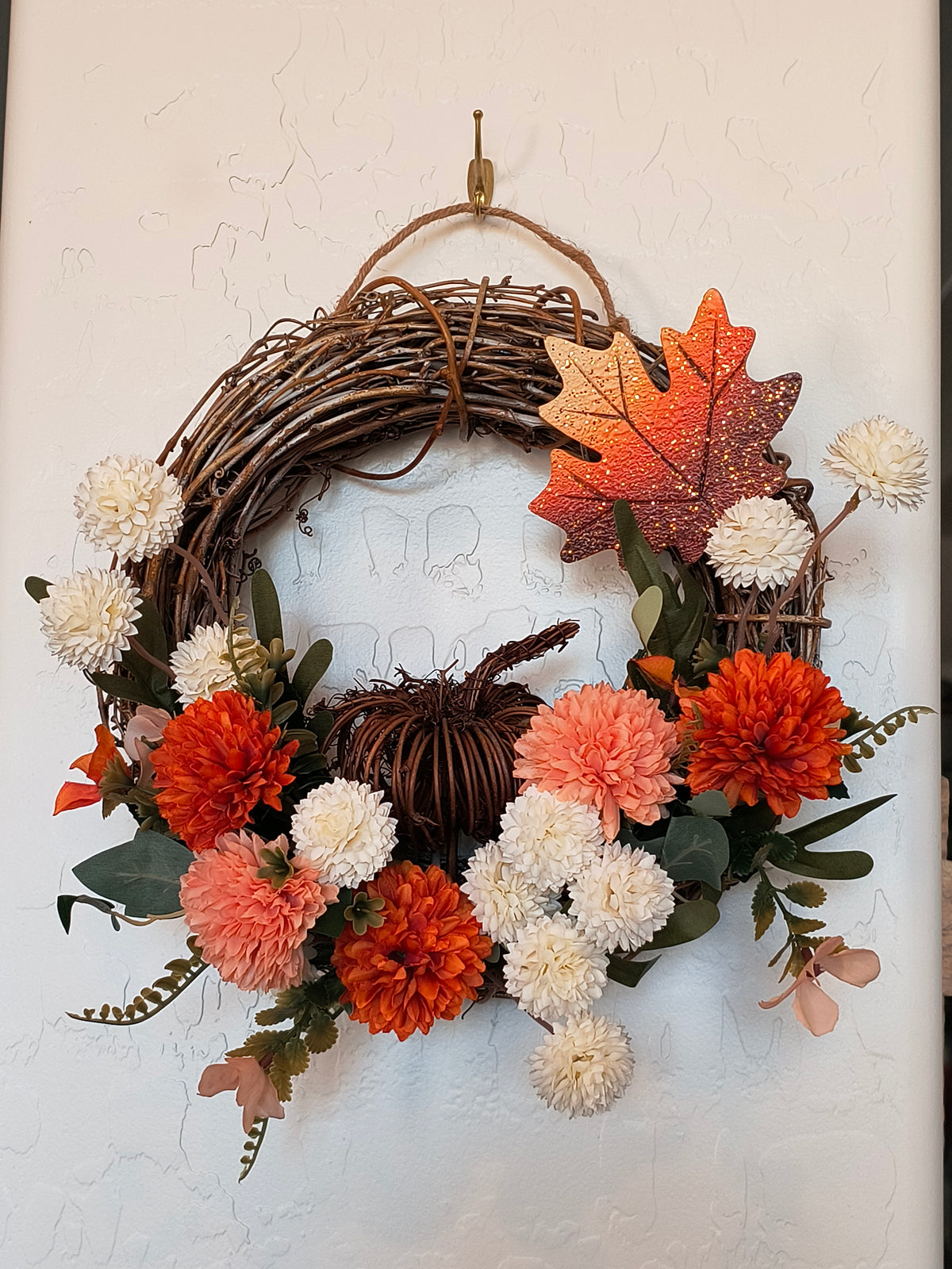 Wicker Autumn Pumpkin Wreath