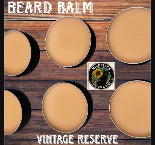 Vintage Reserve Beard Balm has a clean scent. 

Elevate your grooming routine with our luxurious beard balm, meticulously crafted to soften unruly facial hair, tame flyways, and keep your beard looking sharp and healthy. This powerful formula doesn't just manage your beard; it deeply nourishes the hair and the skin underneath to prevent dryness and itchiness.

How to Use: Scrape a small, pea-sized amount of balm with your thumbnail (a little goes a long way) and warm it between your palms until melted. Work