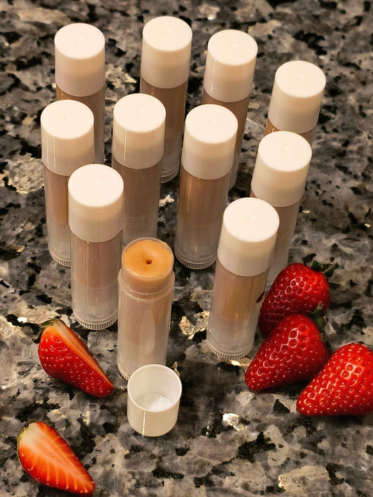 Strawberry Bronze Lip Balm/ Gloss with Keychain Holder