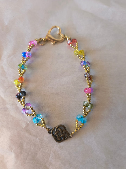 Rainbow Hearts with Trinity Knot Anklet