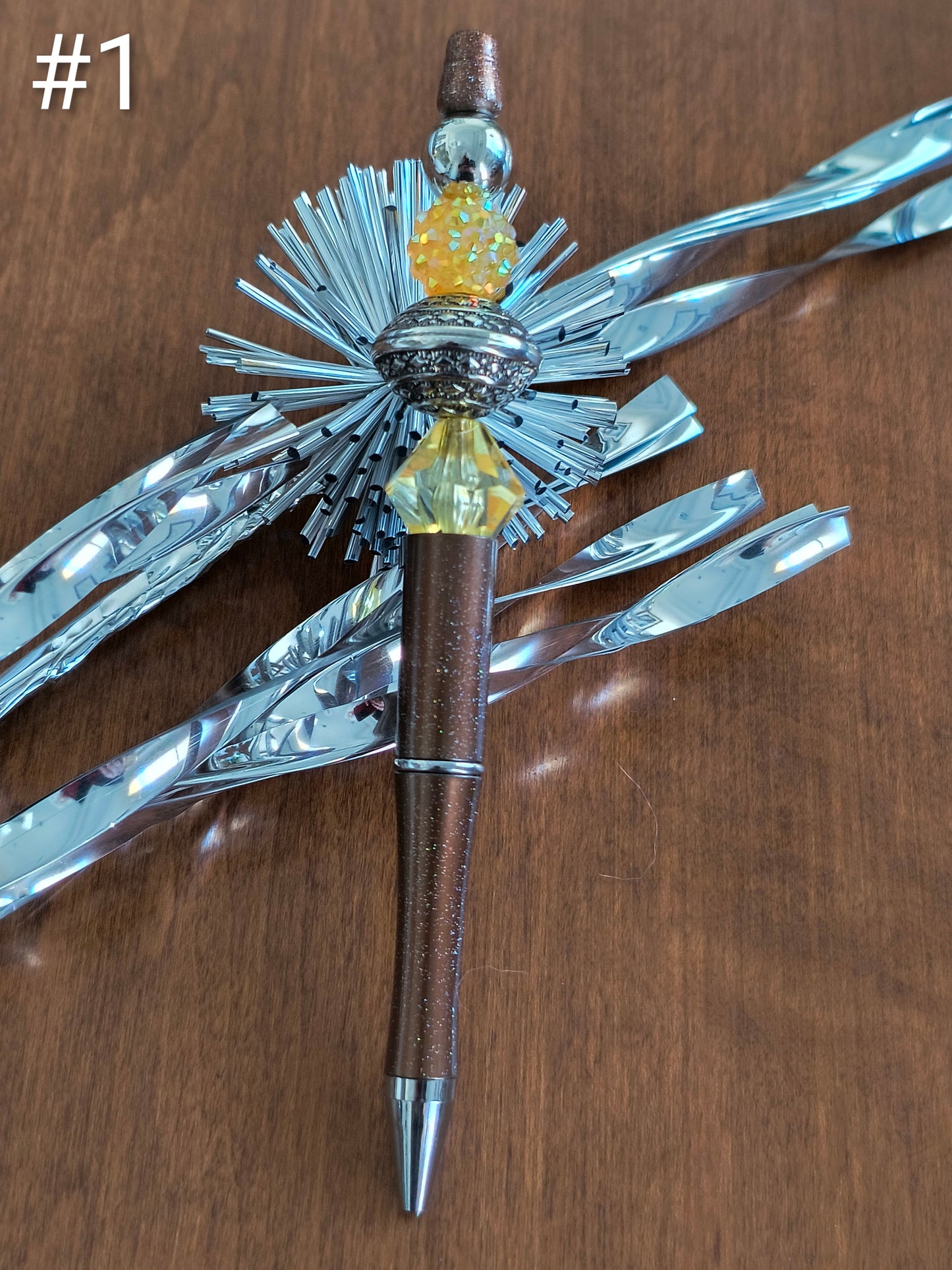 Yellow and Silver Decorative Ballpoint Pen