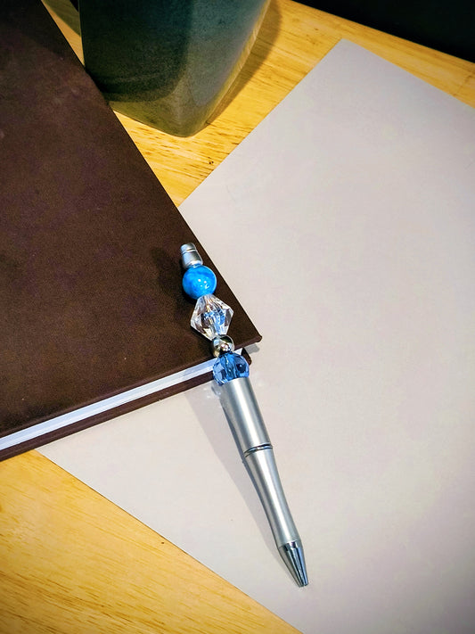 Blue and Silver Decorative Ballpoint Pen