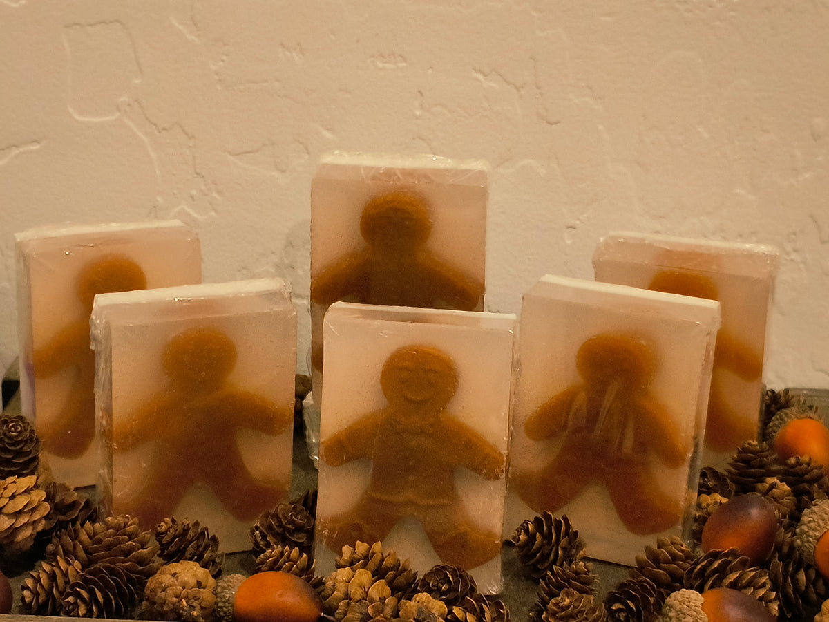 Ginger Bread Man Cocoa Butter Soap Bar With Loofah Soap Bag