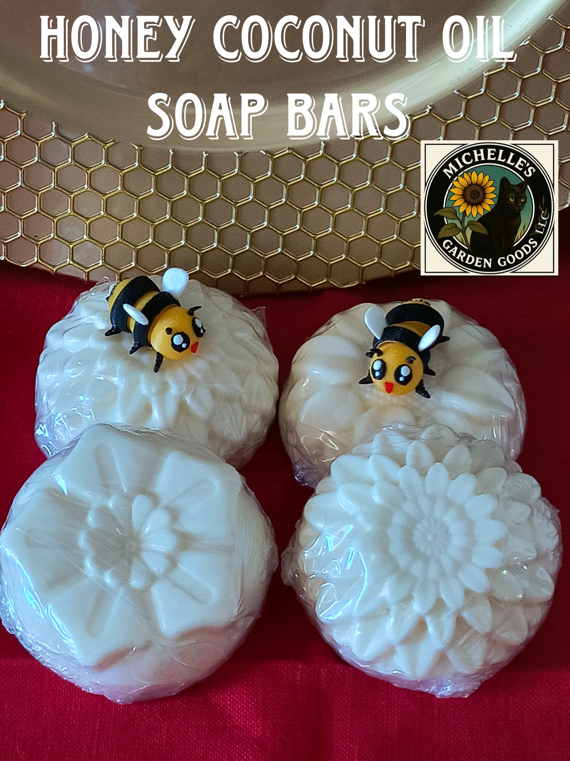 These Honey Coconut Oil Soap Bars are very gentle and mild fragrance but lather up well. 

Comes with a Loofah Soap Bag 

Ingredients: Coconut Oil, Glycerin, Propylene Glycol, Sodium Cocoate, Sodium Myristate, Sodium Laurate, Sodium Stearate, Sodium Laureth Sulfate, Triethanolamine, Titanium Dioxide, Purified water, Eucalyptus Mint fragrance. 3.25 oz