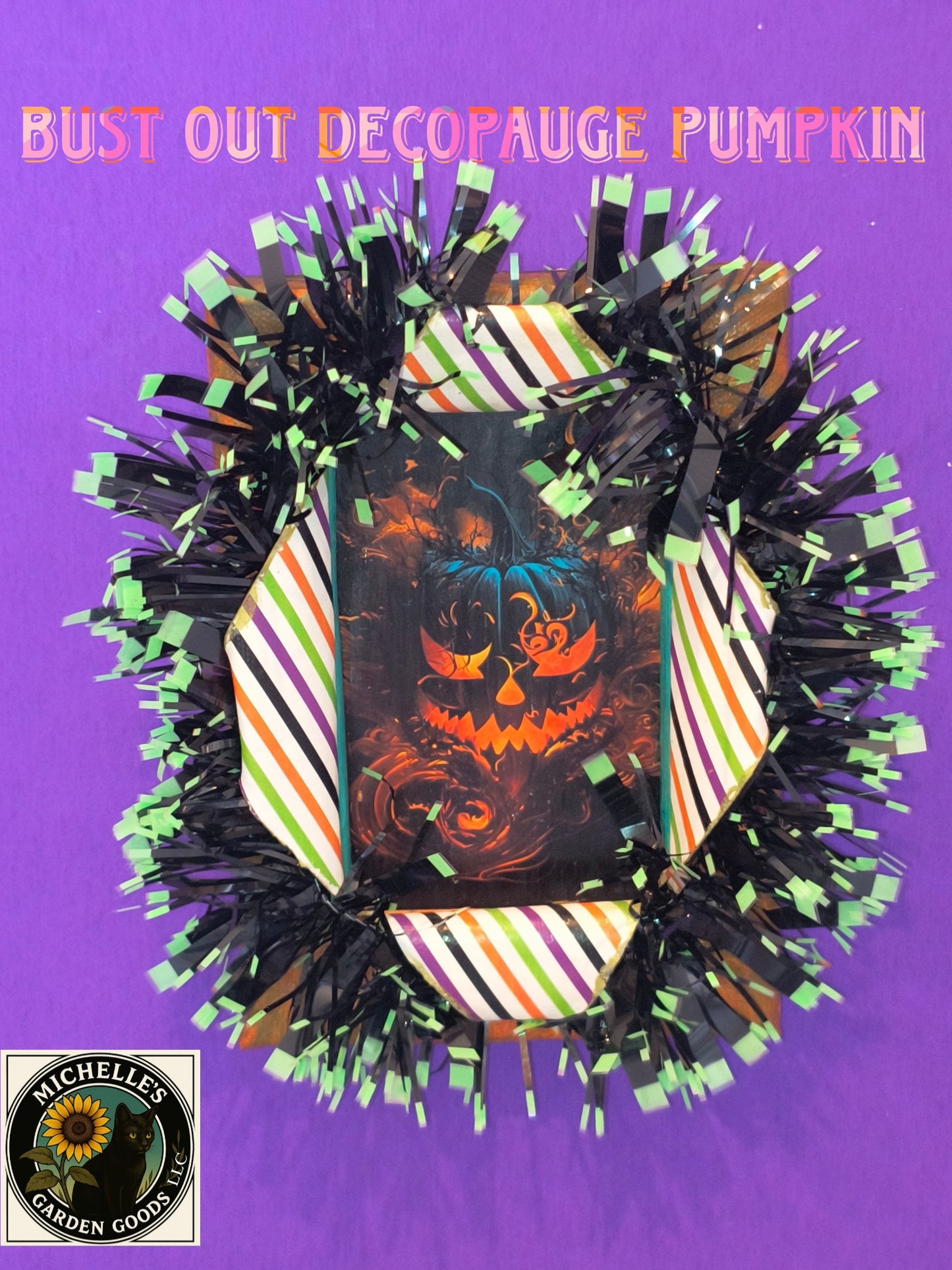 Bust Out Decoupage Halloween Pumpkin 5 x 7 Frame&nbsp;

This Scary Piece of Art is Called Busting Out Decoupage. Great Halloween Decor for the Home or Office.

Dimensions 5" x 7" x 1.5". Weight 4.90 Oz.