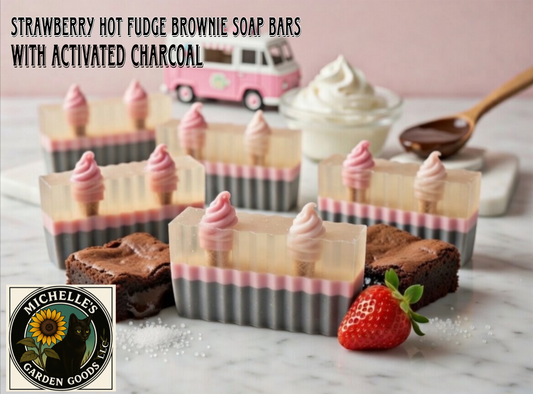 Strawberry Hot Fudge Brownie Soap Bars With Loofah Soap Bag
