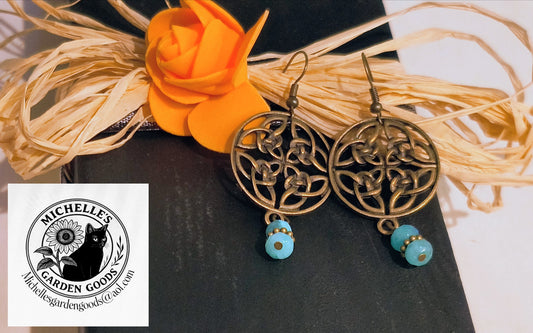 Chinese Trinity Circle Knot Light Blue Earrings

Hypoallergenic material: Alloy, Brass, Iron, Glass, cadmium Free &amp; Nickel Free &amp; Leaf Free.

Dimensions H 2.25" x L 1" x W 0.125". Weight 0.30 Oz.&nbsp;