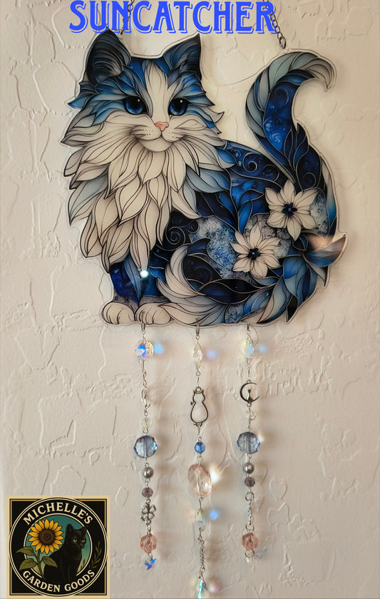 This Suncatcher has a 2D Acrylic Center With Crystal and Glass Beads. This Suncatcher will make The Room Explode in Prism Lights with it's Crystal Beads. Great for the Home or office Window or in the Garden.

Dimensions 16" x 8" x 1 mm. Weight 3.11 Oz.