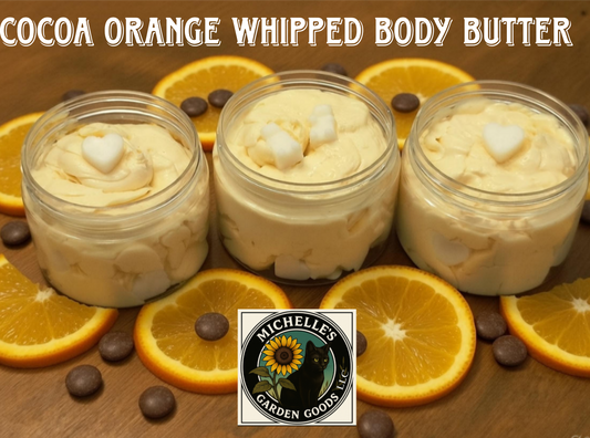 Ingredients: Cocoa Butter, Cupuacu Butter, Jojoba Oil, BTMS-50, C12-15 Alkyl Benzoate, Kaolin Clay, Arrowroot Powder, Polysorbate 80, Sweet Orange Fragrance and Orange Mica Powder.