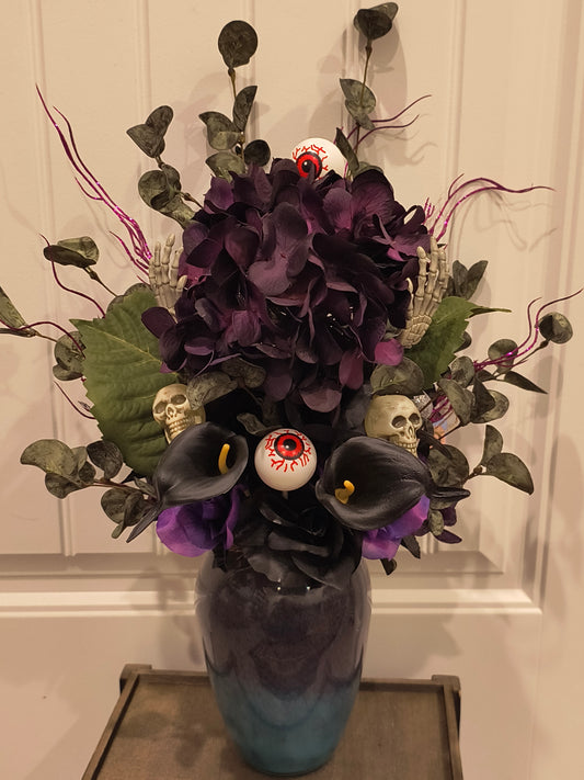 Purple Skull and Eyes Floral Arrangements