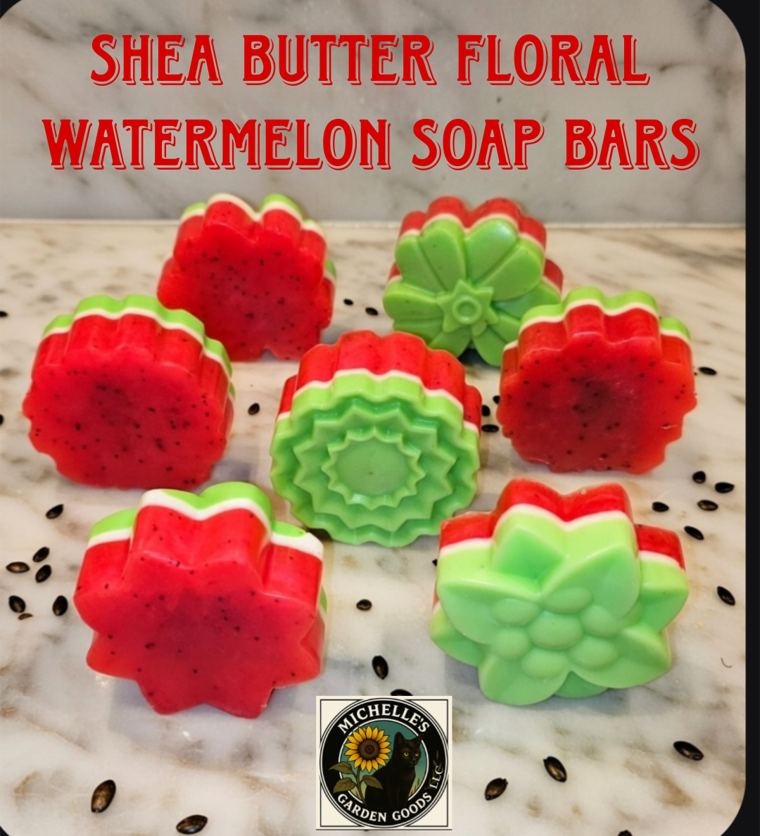 Shea Butter Poppy Seed Watermelon Soap Bars With Loofah Soap Bag